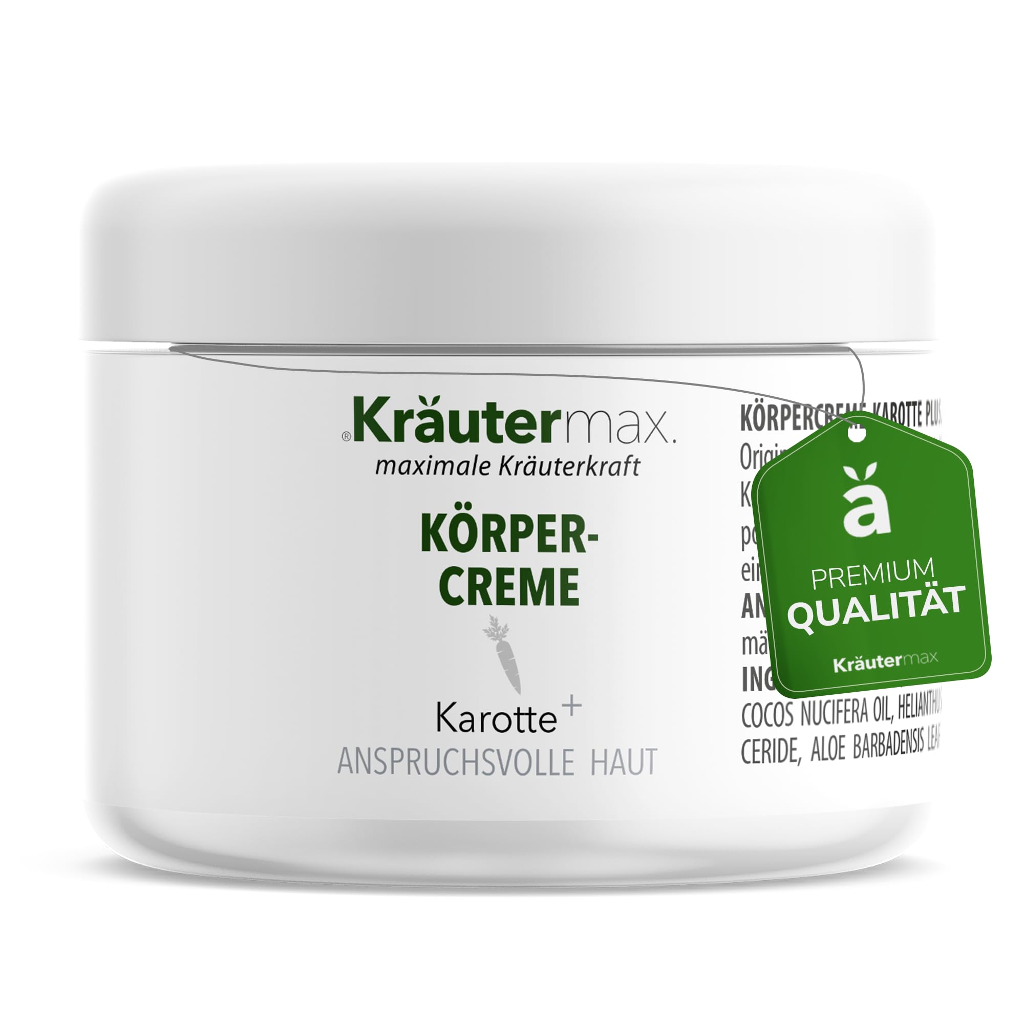 Kräutermax Karottenöl Creme für Körper - Naturkosmetik für Damen und Männer - Körpercreme mit Karotte und Vanille 1 x 200 ml