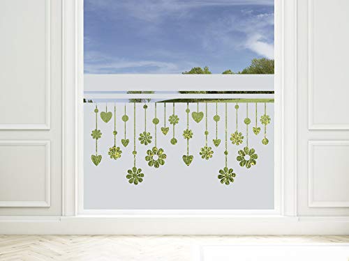 GRAZDesign Sichtschutzfolie Streifen/Blüten/Herzen, lichtdurchlässige Glasdekorfolie, Fensterfolie zur Dekoration / 80x57cm