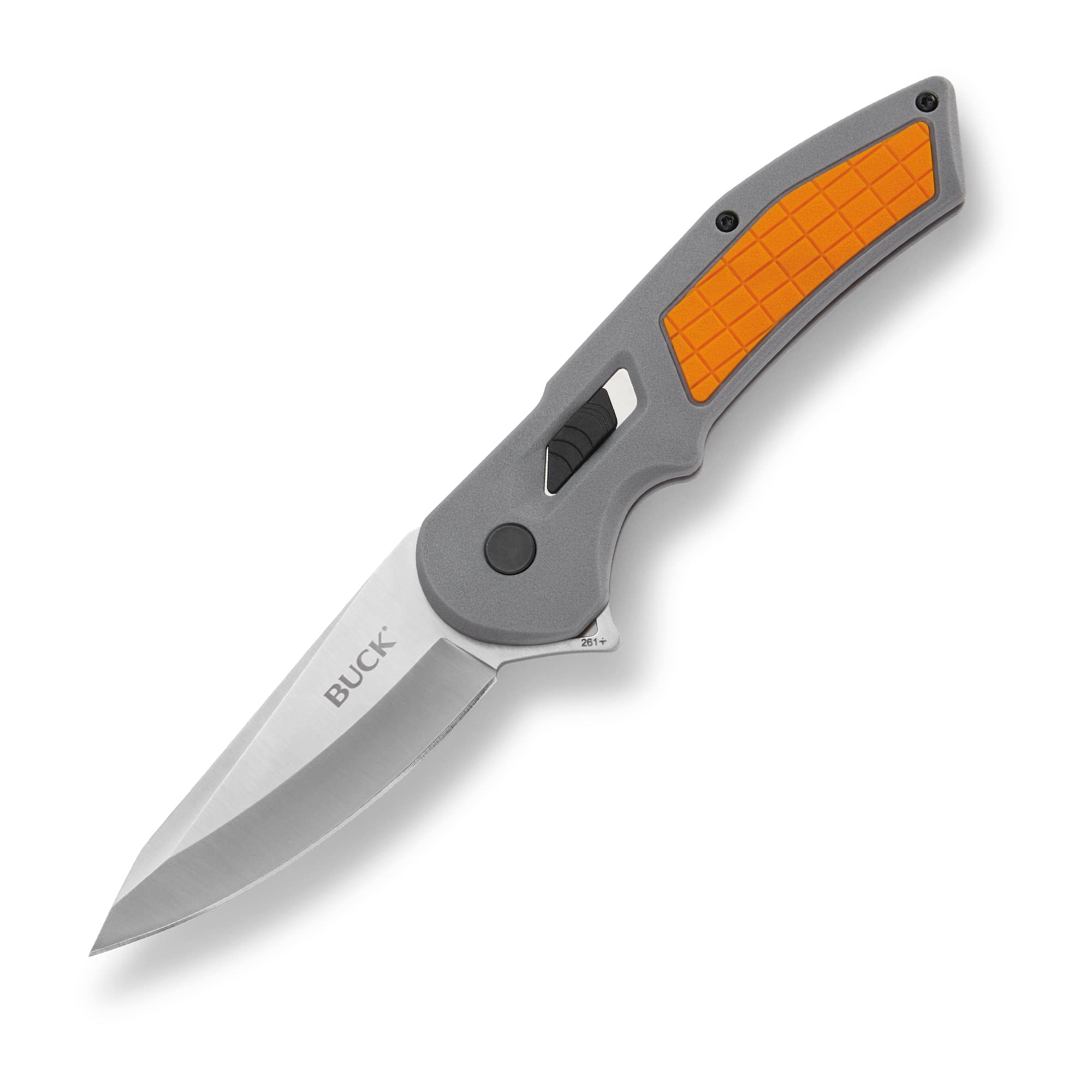 Buck Knives 261 Hexam Taschenmesser, zusammenklappbar, 8,5 cm Edelstahlklinge, Taschenclip (grau/orange)