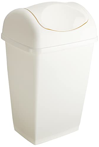axentia Schwingdeckeleimer ca. 50 l, Abfalleimer aus weißem Kunststoff, geruchshemmender Mülleimer mit Schwingdeckel