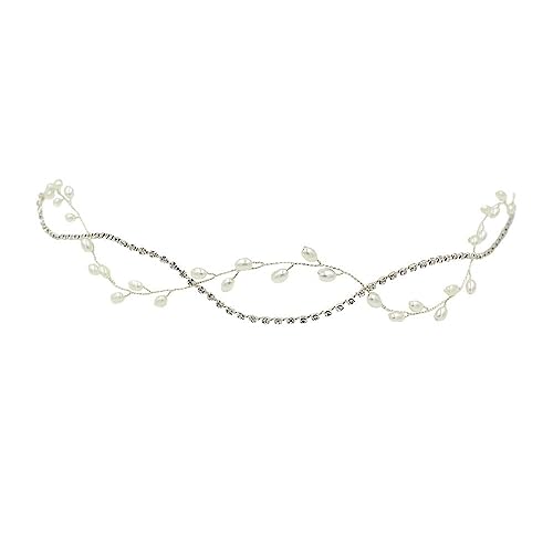 Klassisches silberfarbenes Perlen-Stirnband Make Up Kopfschmuck Hochzeit Haarschmuck Braut Kopfkette