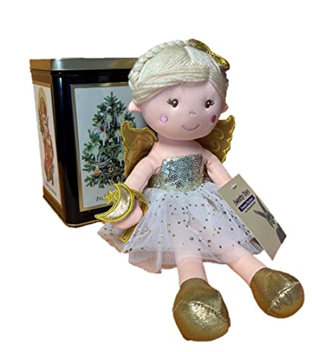 Sweety Toys 13500 Geschenkset 11742 Stoffpuppe Fee 30 cm Gold mit Geschenkdose, Weihnachtsgeschenkdose