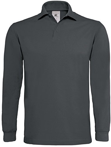 B&C Langarm-Poloshirt 'Heavymill LS' HVYML LSL [PU423] XXL,Dark Grey