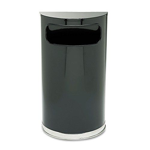 Rubbermaid Commercial 9 gal Stainless Steel Half Round European and Metallic Series Waste Receptacle - Black/Chrome