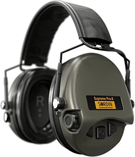 Sordin Supreme Pro-X Slim SFA Gehörschutz - aktiver Kapsel-Gehörschützer - Dämmring für erhöhten SNR (31 dB) - Grün
