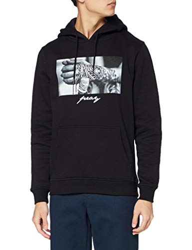 Mister Tee Pray 2.0 Hoodie Hooded Sweatshirt Kapuzenpullover mit Aufdruck für Damen und Herren, Farbe Schwarz, Größe M