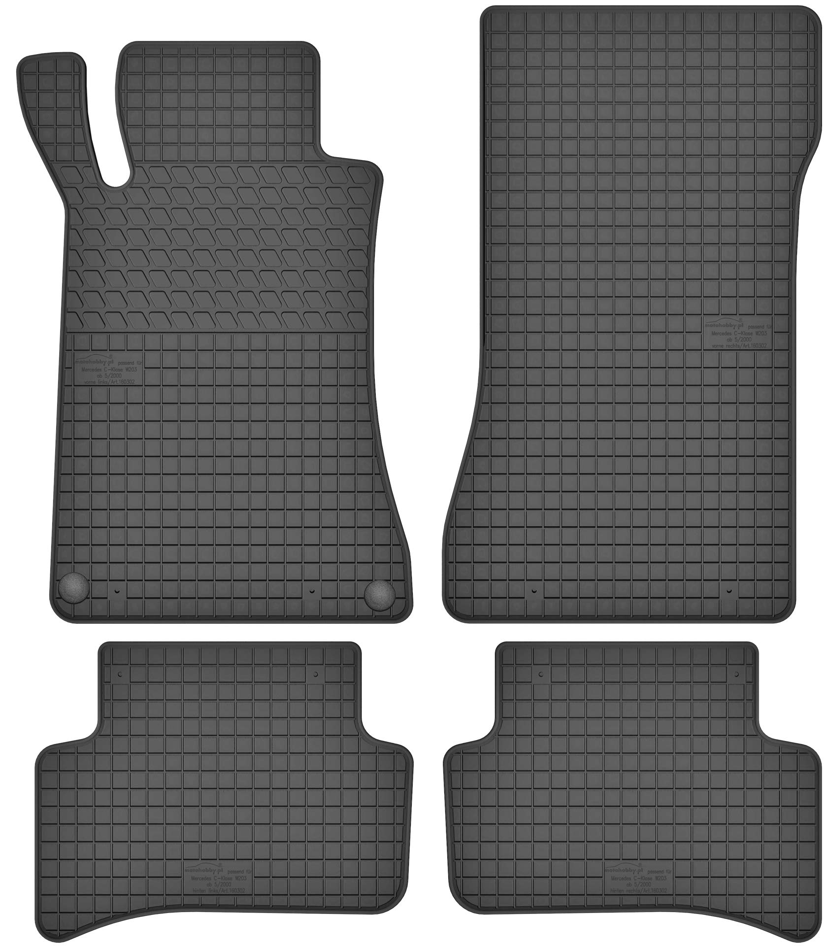 Motohobby Gummi-Fußmatten-Set für Mercedes-Benz C-Klasse W203 (2000–2006) – perfekte Passform
