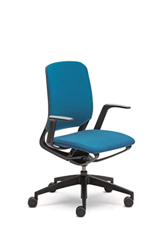 Sedus se:motion, Bürostuhl, schwarz, mit Armlehnen, Sitz- u. Rückenpolster in blau, Kunststoff 950 - 1065 mm
