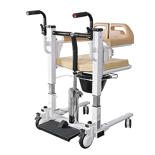 Patientenlift-Transfer-Mobilitätsstuhl, hydraulischer Transferlift, medizinischer Patientenlift-Rollstuhl aus Kohlenstoffstahl mit 180° geteilter Sitzlast, 265 Pfund Lift-Transferstuhl
