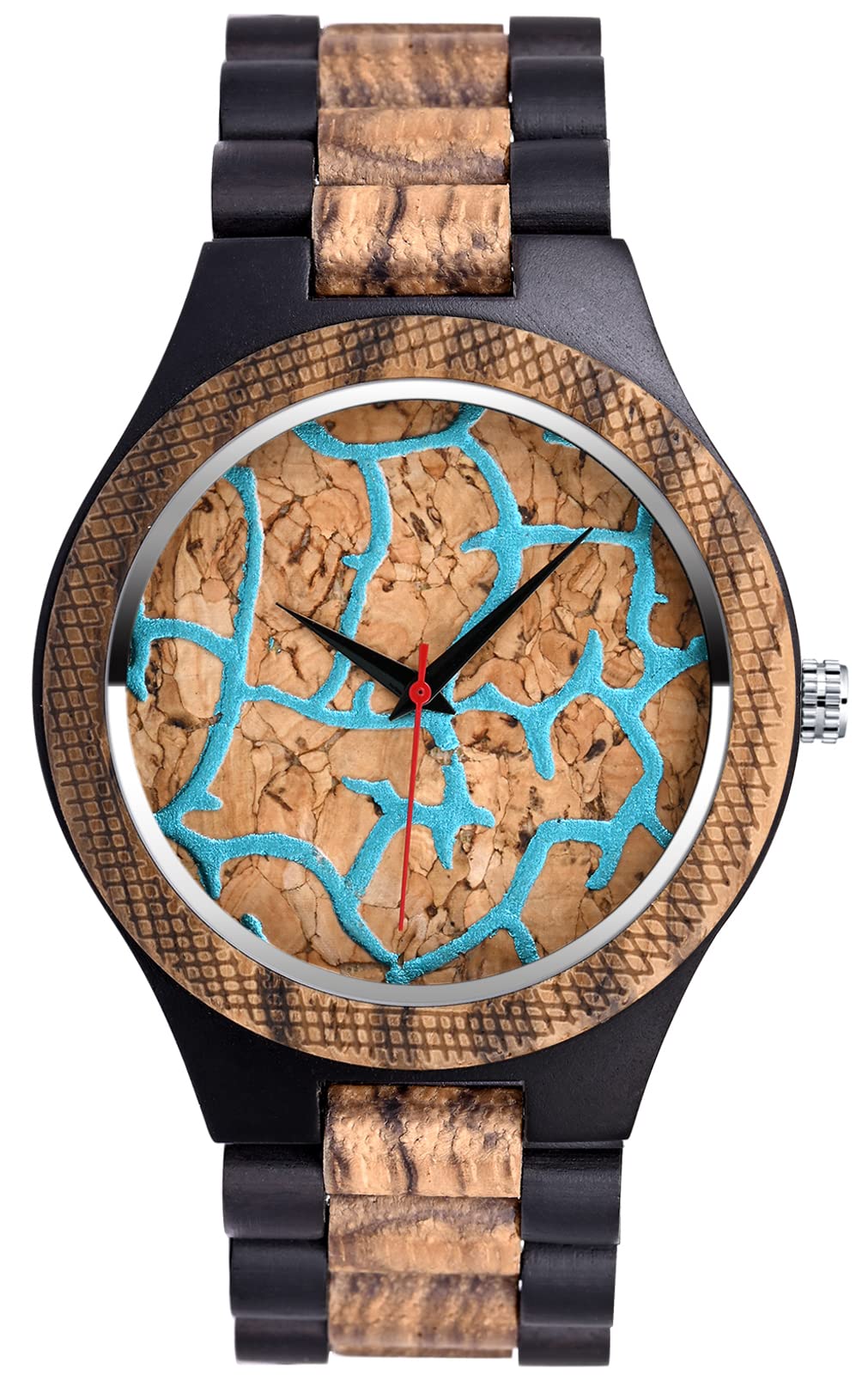 SUPBRO Holzuhren Herren Uhren Holz-Armbanduhr Uhr Aus Holz Analog Armbanduhr Holzuhr Quarzwerk mit Holzarmband für Männer Zerkleinertes Holz
