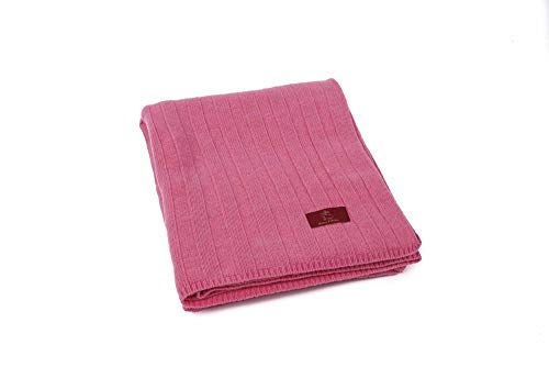 Ritter Decken Strickdecke Estoril aus 100% mulesingfreie Wolle (weich) in 150 x 200 cm (pink) Weiche und warme Wolldecke. Geeignet als hochwertige Kuscheldecke und Tagesdecke.