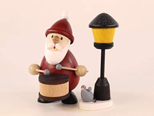 Ulrich Kunsthandwerk Weihnachtsfigur Weihnachtsmann mit Trommel und Laterne Höhe 9,5cm NEU Miniatur Holzfigur Weihnachtsdeko