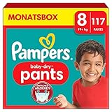 Pampers Windeln Pants Größe 8 (19kg+) Baby-Dry, MONATSBOX, Windelhöschen mit 360° Fit, 117 Höschenwindeln