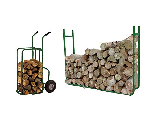 Holzablage, Holzstapel Regal, Stapelhilfe, Breite variabel mit Sackkarre für bis zu 250 kg