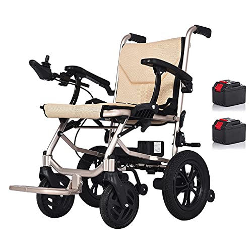 14 kg Lightweight Electric Wheelchair, Safe & Comfort Wheelchair For The Elderly and Disabled, Cruising Range: 20 Kilometers, Foldable/Dual Batteries/Dual Control/Load: 200 kg