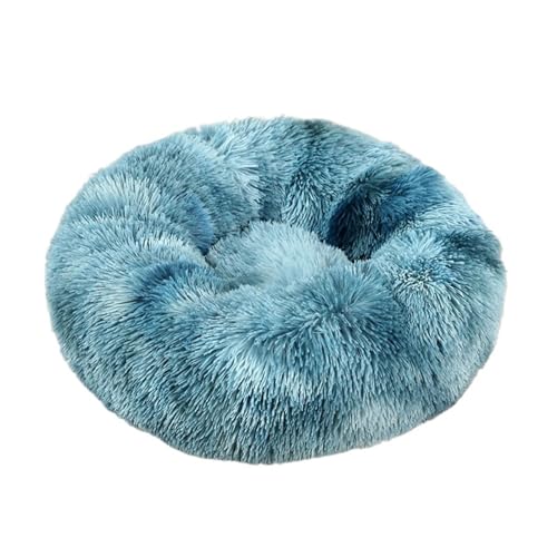 RiRaku Gemütliches und warmes rundes Hundebett - Perfekt für Katzen und kleine Hunde, tiefer Schlaf und Komfort für alle Jahreszeiten, direkt von der Herstellung (Farbe: Batik-Dunstblau, Größe: 40 cm)