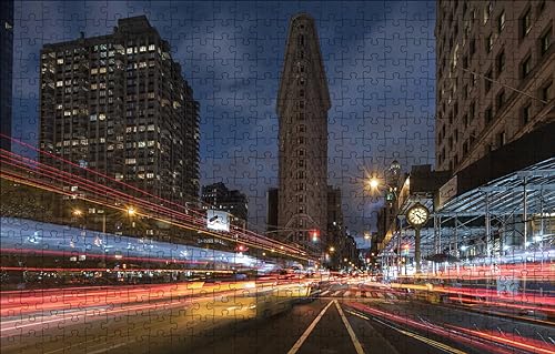 GUOHLOZ Puzzle 1000 Teile, Puzzle für Erwachsene, Impossible Puzzle, Puzzle farbenfrohes Legespiel, 1000 Puzzle Home Dekoration Puzzle, Straße, New York, Manhattan, 75x50cm