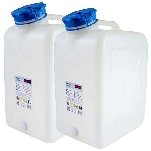 2x Weithals-Kanister PRO mit je 31 Liter Volumen - 2er Set: Lebensmittelkanister Wasserkanister