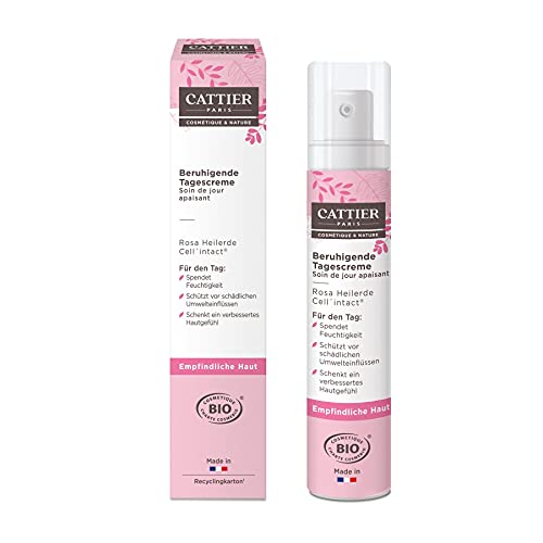 Cattier Beruhigende Tagescreme, rosa Heilerde, empfindliche Haut, zertifizierte Naturkosmetik, 50 ml