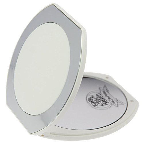 Taschen-Spiegel weiss/chrom mit 10-fach Vergrößerung. Ø10, 5cm, Taschen Kosmetik-Spiegel
