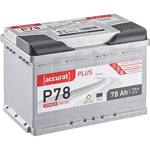 Accurat 78Ah 770A Plus-Serie 12V Autobatterie befüllt & geladen Starterbatterie (wartungsfrei)