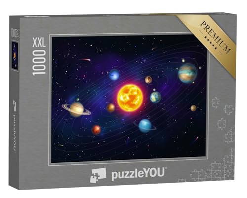 Puzzle 1000 Teile XXL „Buntes Sonnensystem mit neun Planeten“ – aus der Puzzle-Kollektion Astronomie