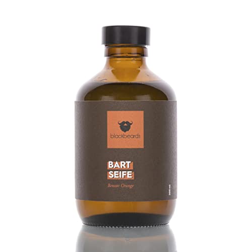 blackbeards Premium Bartseife Blutorange-Sumatraharz – Pflegt den Bart – Vegan – Hochwertige Inhaltsstoffe – Mit Olivenöl und Kokosöl – 200ml