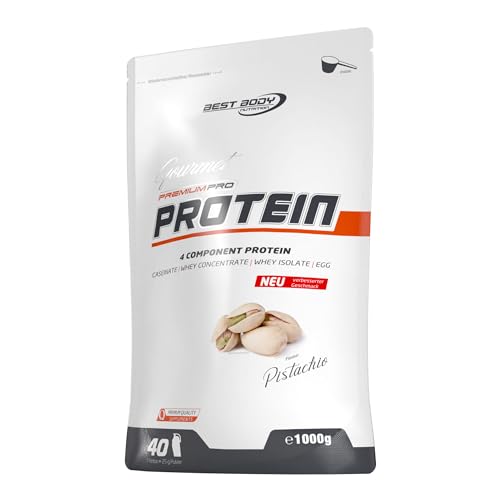 Best Body Nutrition Gourmet Premium Pro Protein, Pistachio, 4 Komponenten Protein Shake: Caseinat, Whey Konzentrat, Whey Isolat, Eiprotein, 1 kg Zipp Beutel