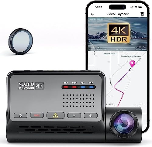 VIOFO A139 Pro 1CH 4K HDR Dashcam vorne, STARVIS 2 Sensor, Dash Cam 5GHz WiFi, GPS Eingebaut mit CPL, Kostenlose APP Handyüberwachung, Sprachausgabe, Super Nachtsicht, 24h Puffer Parkmodus Autokamera