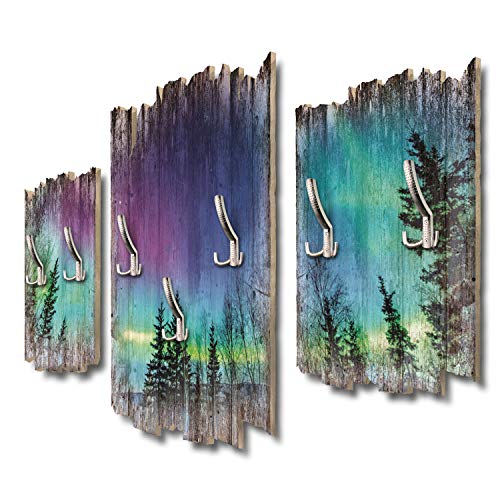 Kreative Feder Nordlichter Wandgarderobe Flurgarderobe Wandpaneele 95 x 60 cm aus MDF DTGH082