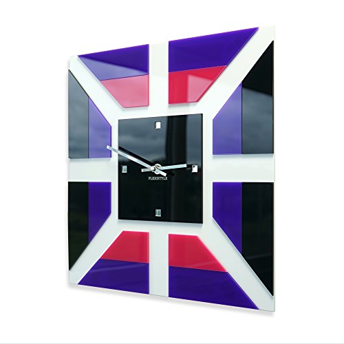 FLEXISTYLE Moderne wanduhr Fresh 3D, Violett (blaubeere) 38cm, wanduhr Teenager, Schlafzimmer, Wohnzimmer