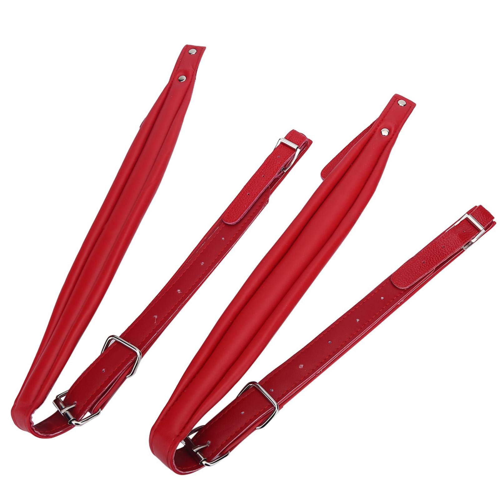 Growcolor Mehrfarbig verstellbare, verschleißfeste Schultergurte PU-Leather für 16-120 Bass-Akkordeon-Gurte(rot)