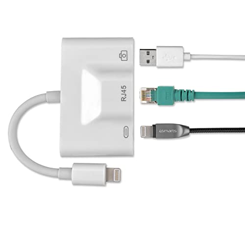 3in1 Hub Lightning auf Ethernet, USB-A und Lightning, weiß