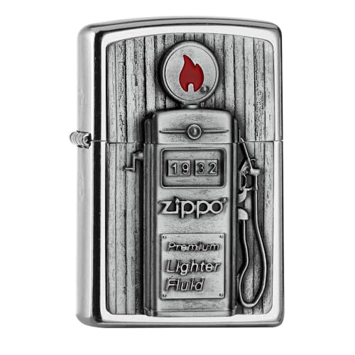 Zippo PL 207 Gas Pump Emblem 3D Feuerzeug, Messing, Design, 5,83,81,2