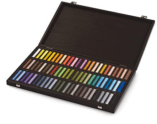 Blockx Künstler-Pastellkreiden, Set "Landschaft" mit 72 brillanten Farbtönen im Holzkoffer, von Hand gefertigt mit reinen Pigmenten, leuchtende Farben mit hoher Deckkraft