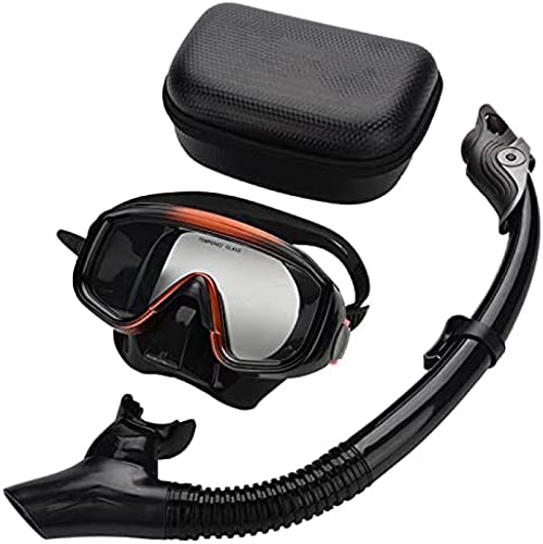 Adult Snorkel Set, Dry Top Snorkel Mask Tempered Glass Anti-Fog Diving Goggles Snorkeling Gear Free Breathing, for Men and Women Swimming Diving Scuba,Constructive23