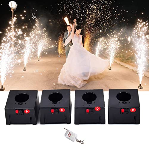 Cold Firework Igniter Machine, Mini Fountain Cold Fireworks Machine, Wireless Remote Pyrotechnics 4/6 Queues Stage Equipment Fountain System, 4pcs / 6pcs Receivers,4Cues