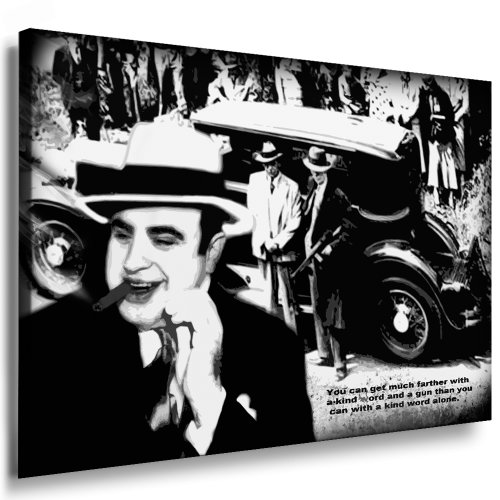 Bild auf Leinwand Al Capone - American Gangster Bild - 100x70cm k. Poster ! Bild fertig auf Keilrahmen ! Pop Art Bilder Wandbilder, Kunstdrucke und Gemälde/Bilder zur Dekoration - Deko