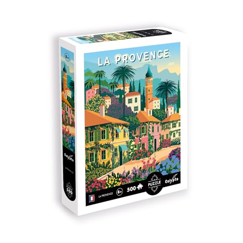 Calypto 3907301 Provence, 500 Teile Puzzle mit Soft-Touch, farbenfrohes Puzzlemotiv mit samtiger Oberfläche inkl. Puzzleposter, für Erwachsene und Kinder ab 8 Jahren, Grafikpuzzle, Frankreich