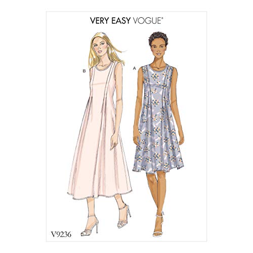 Vogue Mustern Medium Gewicht Leinen Damenkleider, Mehrfarbig, Größen 14–22