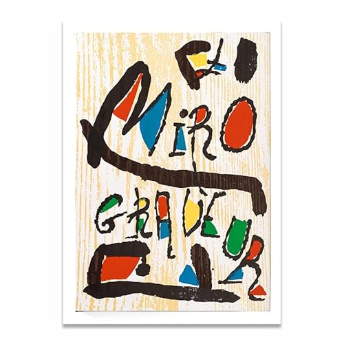 ZENCIX Berühmte Joan Miro Poster Abstrakte Aquarell Wandkunst Joan Miro Drucke Joan Miro Leinwand Gemälde Ästhetische Bilder für Wohnkultur 60x80cm Kein Rahmen