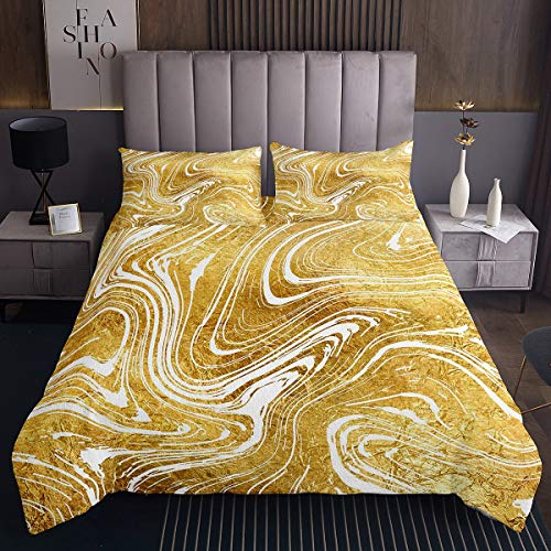 Golden Marmor gedruckt Steppdecke Frauen Luxus Marmor Muster Bettüberwurf Chic Abstrakte Kunst Tagesdecke 240x260cm für Erwachsene Modernes Marmor Design