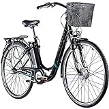 ZÜNDAPP E Damenrad 700c E-Bike Pedelec Z510 Citybike Elektrofahrrad 28" Fahrrad (schwarz/türkis, 48 cm)