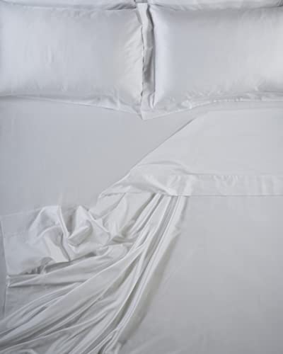 LENZUOLISSIMI - Bettlaken für Doppelbett, aus Satin-Baumwolle, Fadenzahl 300, 270 x 290 cm,, Weiß