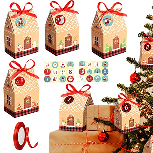 Botiniv 5 Pcs Weihnachts-Goodie-Bags, Weihnachtskraftpapiertüten, Weihnachtsgeschenktüten aus Kraftpapier, Verschiedene Weihnachtsdesigns, Leckereien für Klassenzimmer, Gastgeschenke und Geburtstage