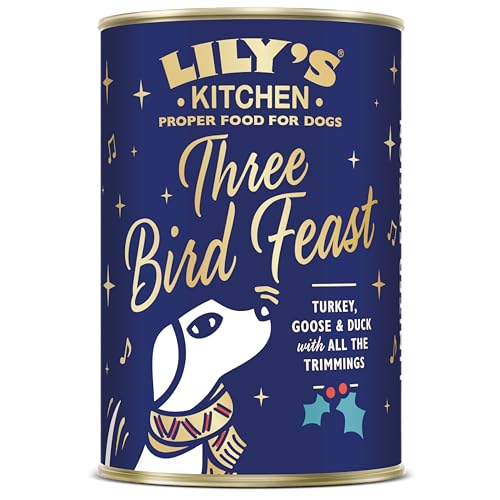 Lily’s Kitchen mit natürlichen Zutaten Nassfutter für ausgewachsene Hunde - Dose - Festschmaus mit drei Geflügelarten für kleine, mittelgroße und große Hunde 400 g