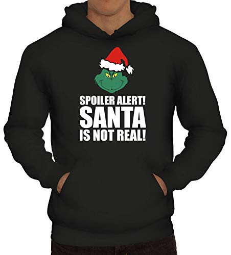 ShirtStreet Geschenk für Weihnachtsmuffel Herren Hoodie Männer Kapuzenpullover Spoiler Alert Santa, Größe: XL,Schwarz