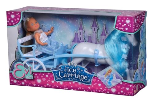 Evi Love Ice Carriage/Puppe als Prinzessin mit ihrer Kutsche und Pferd / 12cm / Für Kinder ab 3 Jahren geeignet