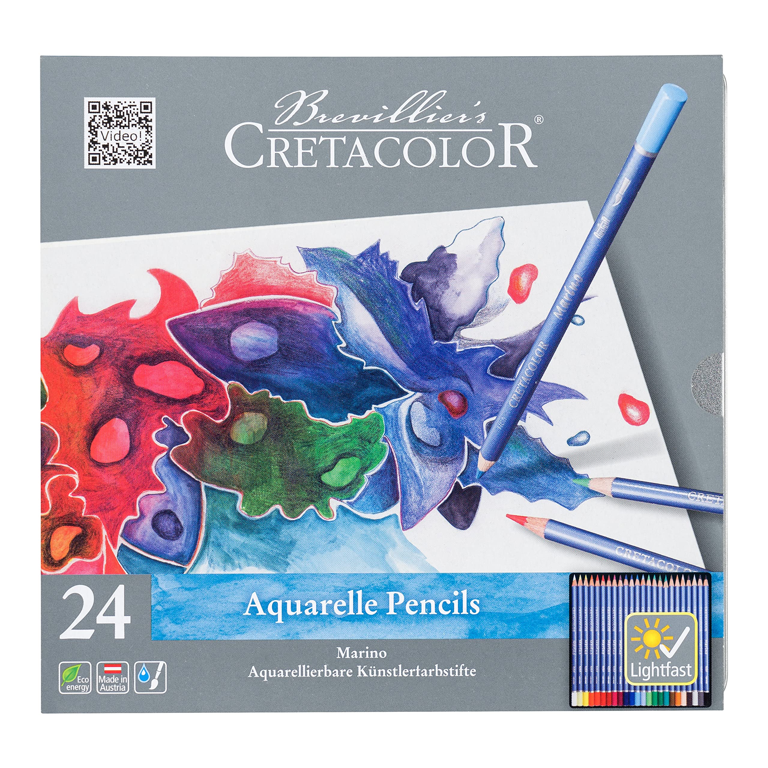 Cretacolor Marino Aquarellstift, 24 Farben sort., Metalletui