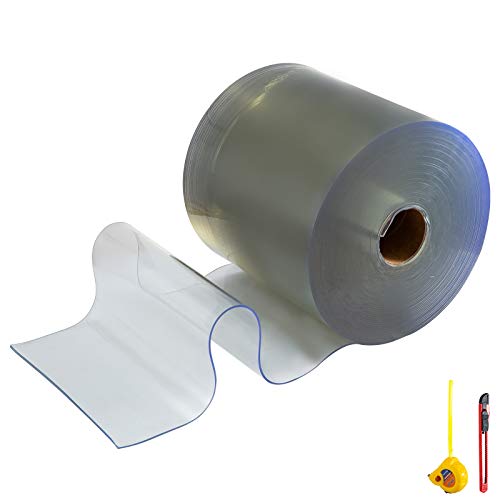 BestEquip Kunststoffvorhangstreifen Vinyl-Türstreifen 1 Rolle PVC Türvorhang transparent Vorhang Streifen für Gefrierschrank Türen Lager, 82 Ft X 11.8 In X 0.12 In